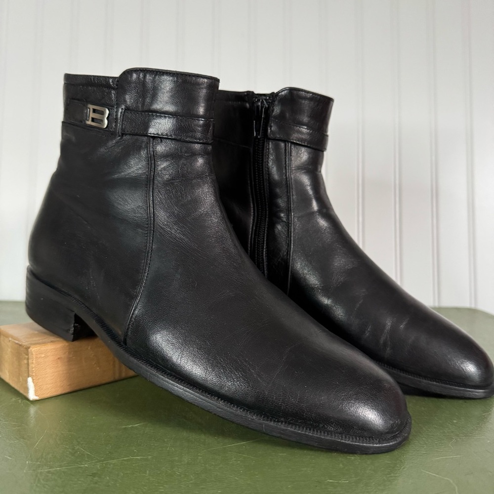 Bally Men’s RUDY Hipster Side Zip Boots in Black Leather 8EEE *Italy*